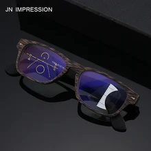 Деревянные квадратные мужские очки для чтения, новые прогрессивные многофокусные очки по рецепту, дизайнерские очки для чтения gafasT1705