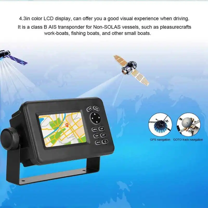528A Class B AIS Transponder Combo GPS 4.3in Color LCD Marine GPS Navigator Navigation Alarm Locator Built-in