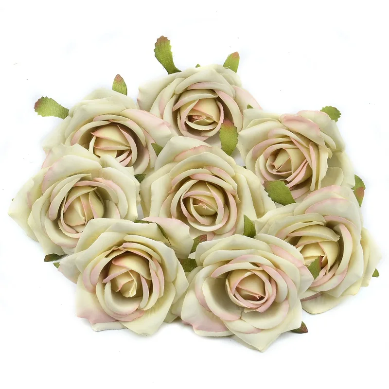 15 шт. большой 7 см Европейский ретро шелковая искусственная Роза Цветочные головки для свадебной вечеринки украшения дома DIY садовые ремесла поддельные цветы - Цвет: light green