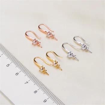 

HOT Pearl Earrings Mountings, DIY Earrings Findings Settings Jewelry 925 Sterling Silver Parts Fittings Drop Earrings Accessorie