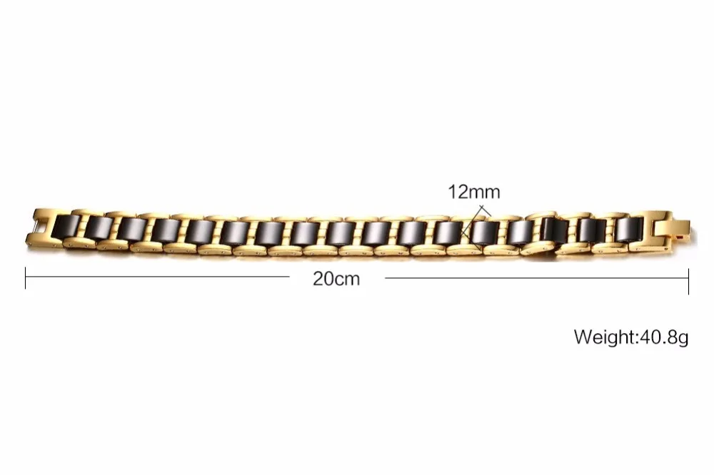 Mens Bracelets Stainless Steel Magnetic Therapy Bracelet Inlaid Black Ceramic Wristband Men Fashion Jewelry Black pulseira masculina 112