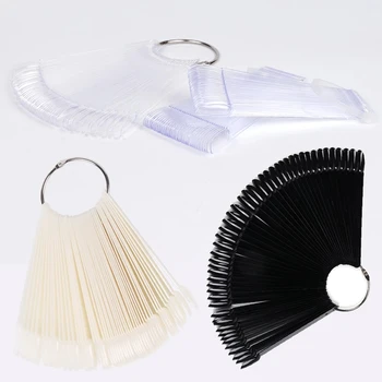 

24/32/50pc False Nails Display Tips Clear Black Natural Color Card Fan Style Full Cover Practice Tips Polish Shows Manicure Tool