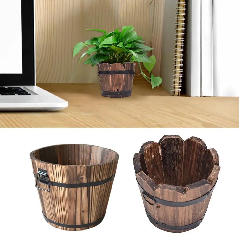 Garden Succulent Plants Flower Pots Outdoor Balcony Container Retro Wood |  eBay