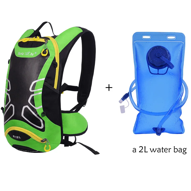 12л Водонепроницаемая велосипедная сумка дышащий рюкзак Ультралегкая велосипедная сумка для воды альпинистский велосипедный гидратационный рюкзак - Цвет: green 1