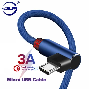 

3A Micro USB Cable 90 degree Fast Charger For Samsung S6 Huawei Xiaomi Android Phone Mirco USB Cord Charging Data USB Cable
