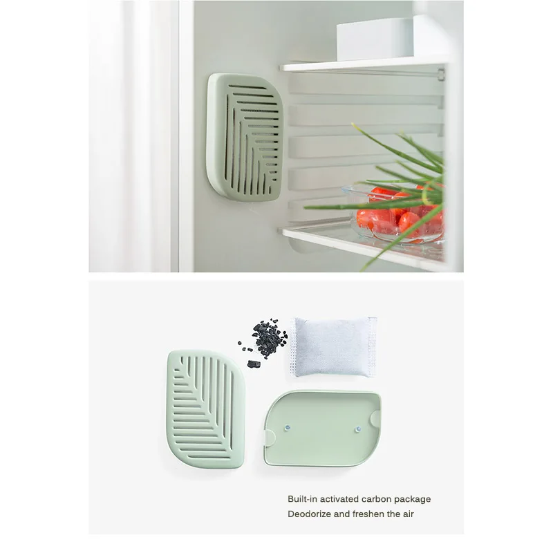 

Green Leaf Shape Fridge Refrigerator Air Fresh Box Purifier Charcoal Deodorizer Absorber Freshener Eliminate Odors Smell 2 Color