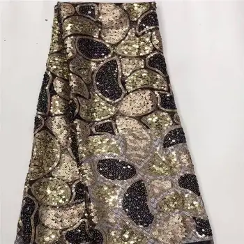 

Lace Fabric Royal Gold French Lace Fabric With sequins pink Nigerian French Fabric High Quality African Tulle Lace Fabric