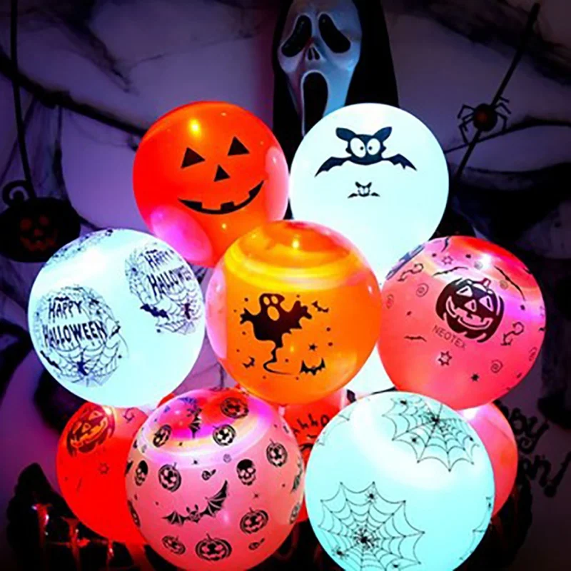 

5pcs/set Glowing Balloons Halloween Party Decoration LED Light Balloons Halloween Home Decor