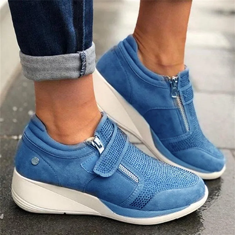 

Women Sneakers 2019 Breathable Waterproof Wedges Platform Vulcanize Shoes Woman Pu Leather Women Casual Shoes tenis feminino