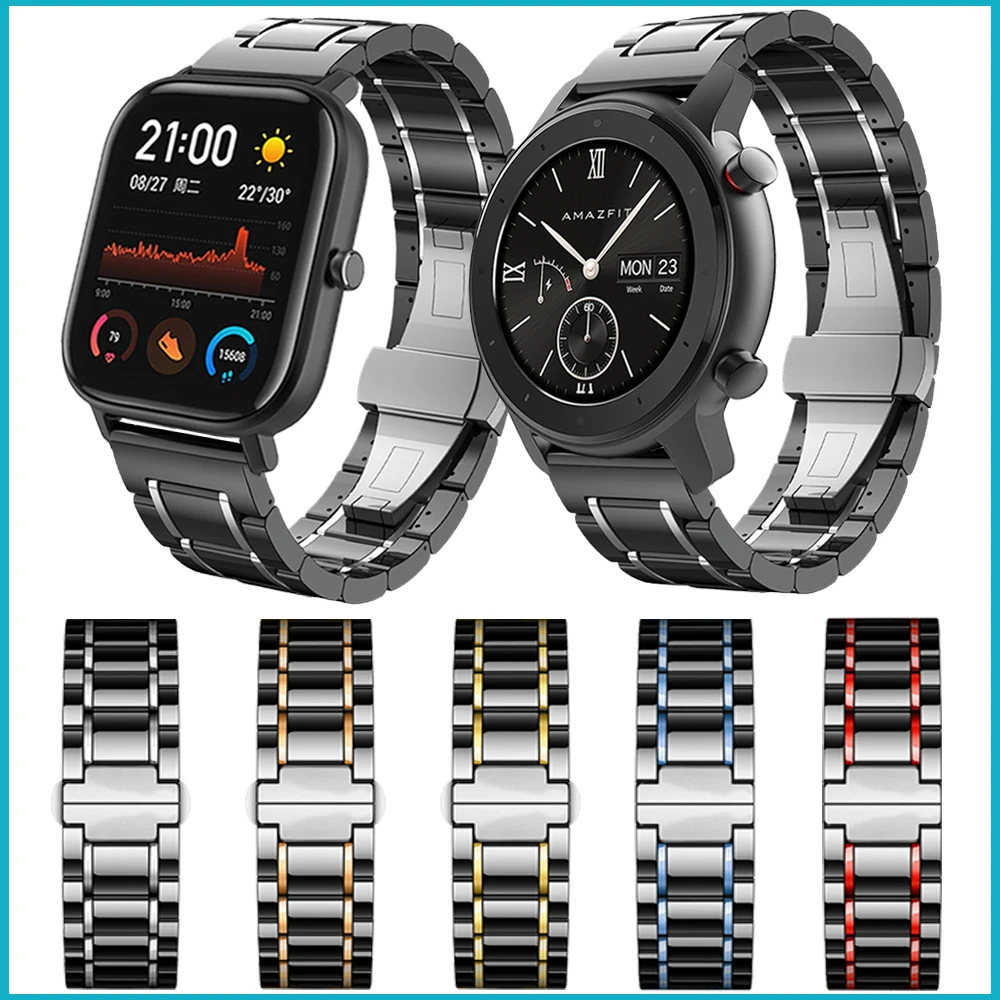 

Luxury Ceramic Band For Huami Amazfit Stratos 3 Watch Strap Watchband For Amazfit GTR 47MM 42MM / GTS / Bip S Bracelet 22mm 20mm