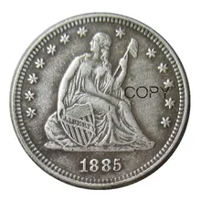 Us 1885 sentado liberdade quater dólar prata chapeado cópia moeda