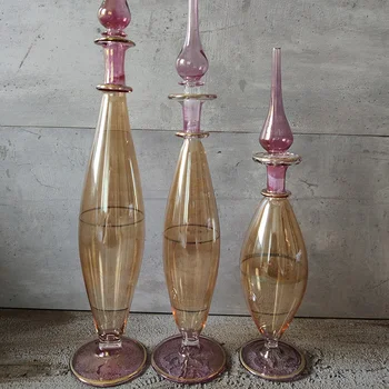 

3 Pieces 130ml 60ml 40ml Refillable Perfume Bottle Empty Cosmetic Containers Blown Glass Body Fragrance Dispenser Bottle Party Decoration Home Decoration Vanity Table decor Gift For Men and Women