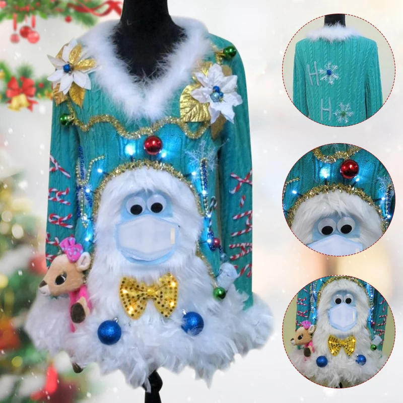 

Christmas Snowman Sweater 3D Long Sleeve V-Neck Sweater for Party Christmas Cosplay TC21