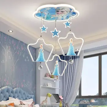 

Ice and snow country children room princess bedroom room chandelier lamp girl cartoon elsa ou crystal lamps and lanterns