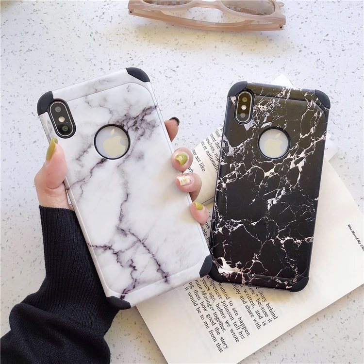 Модные Ретро Белые Черные мраморные анти-осенние Чехлы для iphone X Max XR X XS Max 7 8 Plus Мягкий чехол для iphone