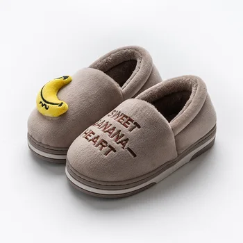 

New Kids Slippers Baby Boys Girls Shoes Letters Fruit Print Home Indoor Slipper Non-Slip Cute Warm Shoes Winter