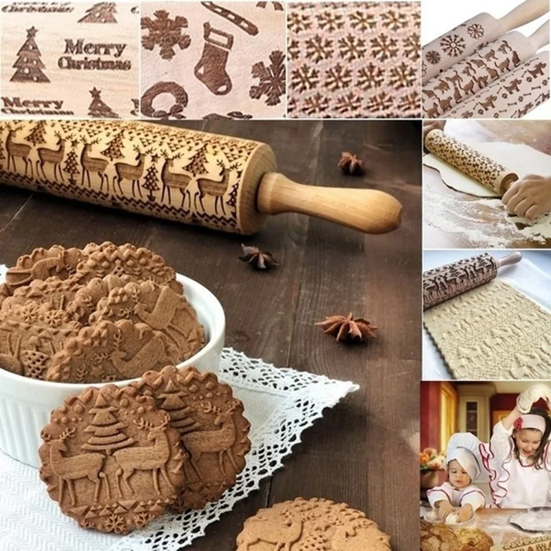 Рождественская палочка для печенья, валик для теста Kitche Wish Pin, тисненый инструмент для выпечки торта