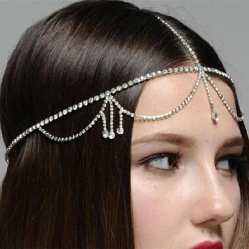 Stonefans богемный горный хрусталь свадебная голова тиара с цепочками украшение для головного убора для женщин Кристалл кисточкой головной убор украшения для волос подарок