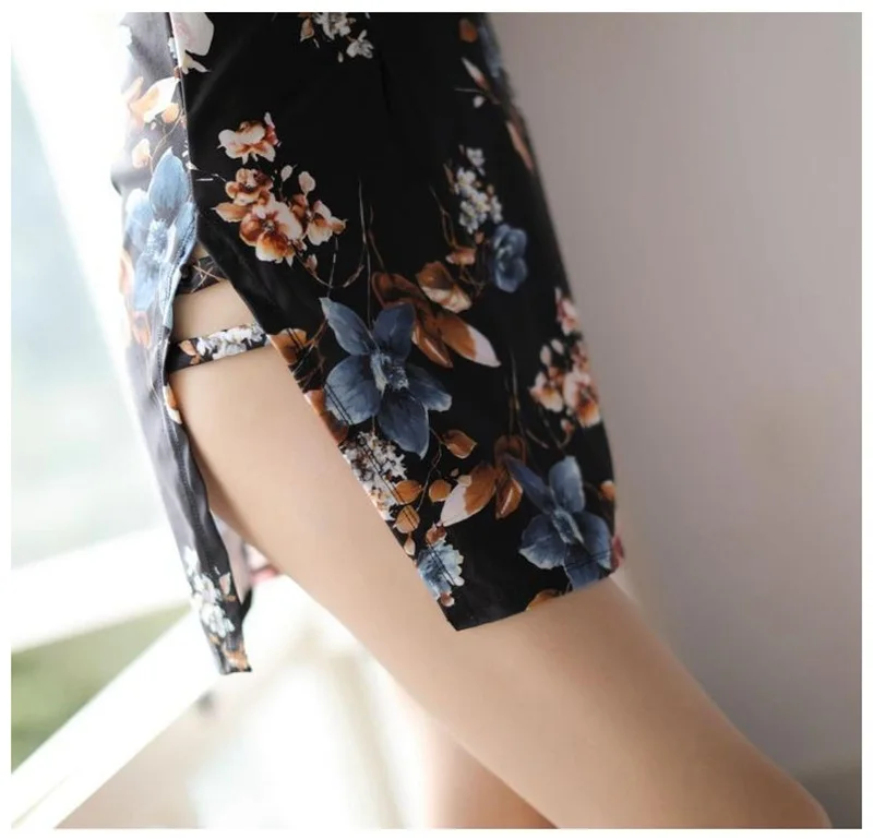 Ночная одежда с принтом в китайском стиле Cheongsam, сексуальная женская одежда, шелковое нижнее белье