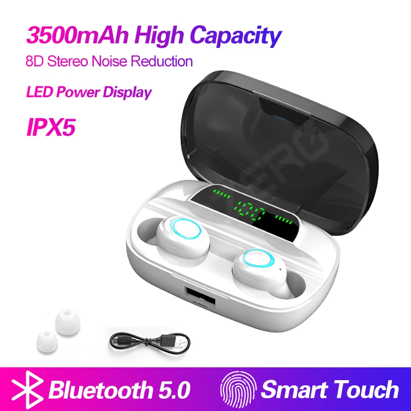 Digital Display W S11 Bluetooth наушники сенсорный отпечаток пальца TWS беспроводные наушники 8D Стерео шумоподавление Гарнитура наушники для телефона - Цвет: Digital Display W