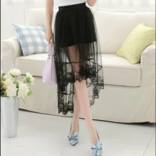 Женское Новое Марлевое Асимметричное пальто длинное кружевное полубоди юбка