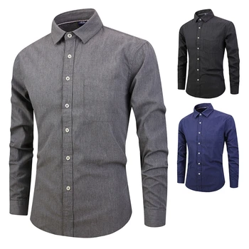 

Men Autumn Winter New Arrival Fashion Brand Casual Cotton Long Sleeve Turn Down Collar Shirt Male High Quality China Clothing