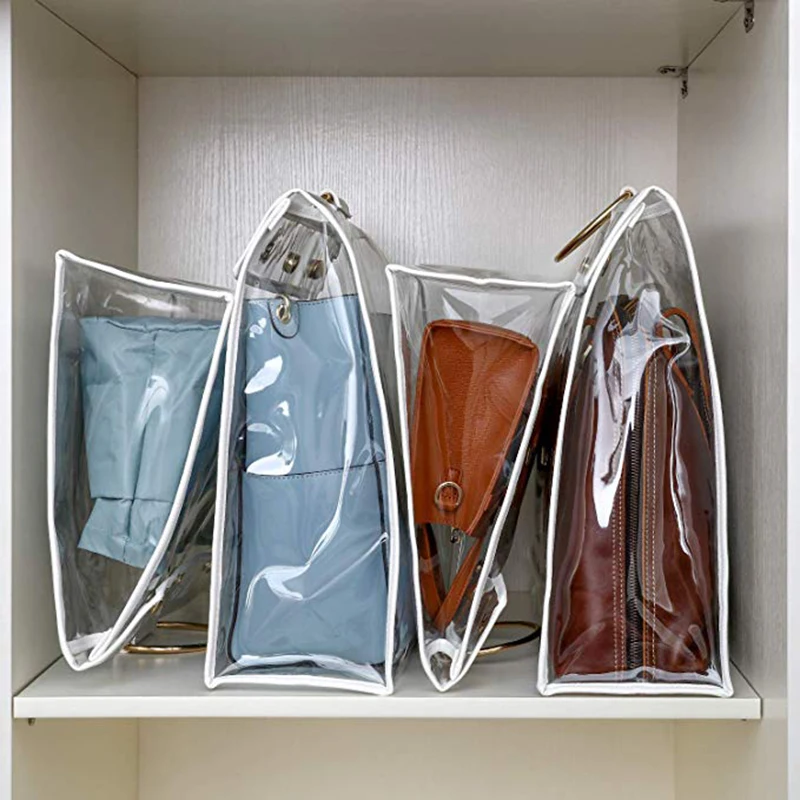 Bridawn Clear Dust-proof Bag Transparent Dust Bag Organizer Purse Handbag Protector with Magnetic Snap 4 Sizes Choices 