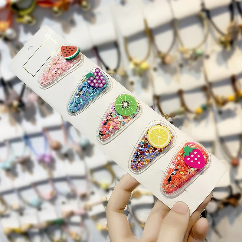 New Hot Fruit PVC Hair Clips for Baby Girls Cute Jelly Bow Hairpin Summer Infant Baby Hairgrips Waterproof Pool Kids Accessories