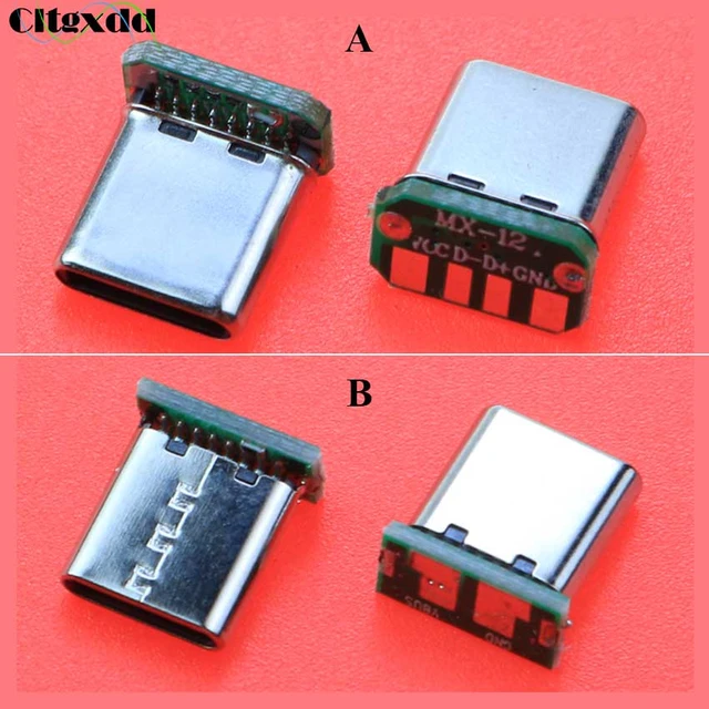 5pcs Type C Jack Male Vertical Patch Board 16pin Data Band PCB USB-C Male  Head 