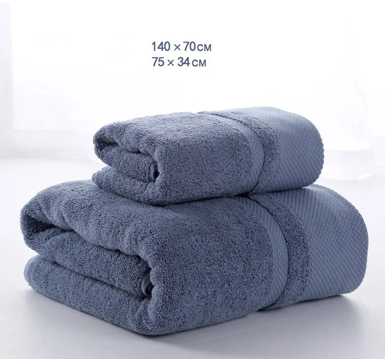 Хлопок набор полотенец для взрослых 120 г 1 лицо полотенце для рук+ 500 г 1 Банное полотенце для ванной комнаты цельное серое белое дорожное спортивное полотенце s - Цвет: Синий