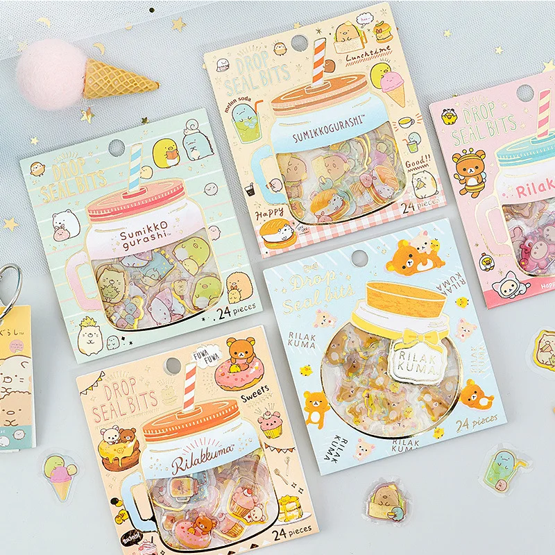 

Rilakkuma Crystal Dropper Transparent Journal Decorative Stickers Scrapbooking Stick Label Diary Stationery Album Stickers