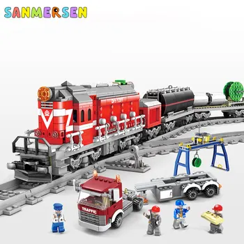 

Building Block City Set Electric Power Function Steam Train Track Car DIY Building Blocks Bricks Construction Kids Boys Toys
