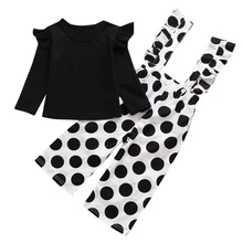 Детский топ с длинными рукавами и круглым воротником для девочек, комбинезон в горошек на осень, вечерние, M09