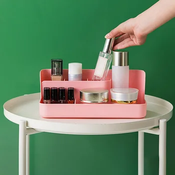 

Home Concise Solid Color Cosmetic Storage Box Plastic Desktop Sorting Box Cosmetic Box Durable Storage Box 2019