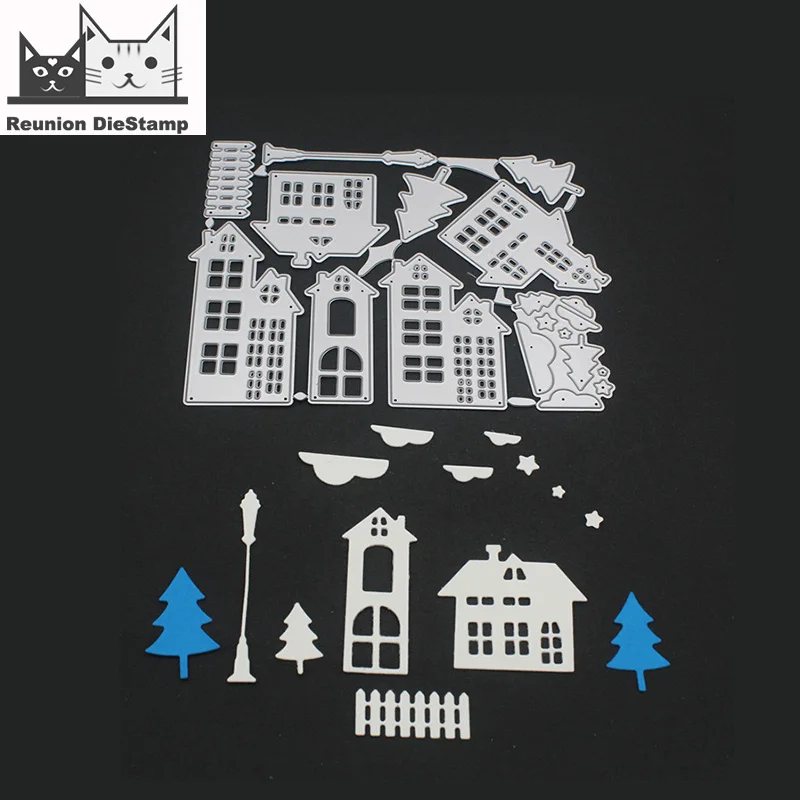 

Reunion House Silver Metal Cutting Dies Stencil For Diy Scrapbooking Decor New Year Greeting Cards Embossing Crafts Supply 2020