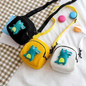 

Fashion Small Crossbody Bags for Women Mini Dinosaur canvas Shoulder Messenger Bag for Girl Yellow Bolsas Ladies Phone Purse
