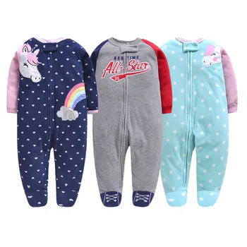

2019 baby clothes unicorn fleece warm pajamas zipper baby boy romper toddler jumpsuit bebe clothes baby girl romper christmas