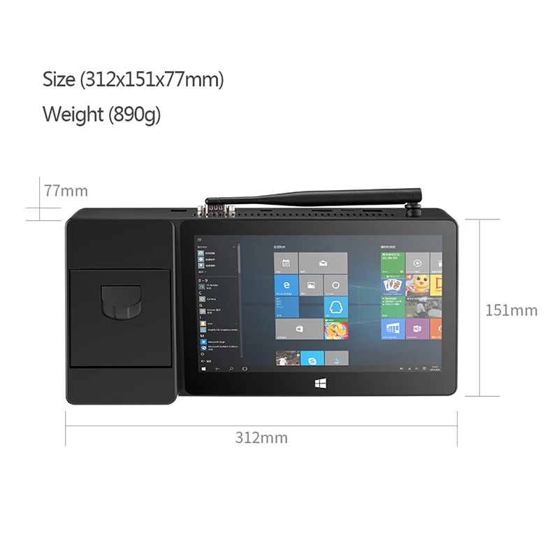 PiPO X3 8.9Inch Mini PC with 58Mm Thermal Printer Win10 Intel Z8350 Quad Core 1920 x 1200 2G 32G HDMI Smart Box IPS Screen