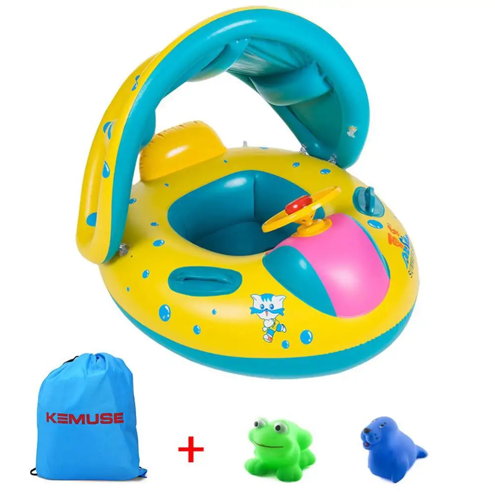 Inflatable Baby Swimming Ring Kids Summer Swimming Pool Swan Swim Float Water Fun Pool Toys Swim Ring Seat Boat Sport for 3-6Y - Цвет: Цвет: желтый