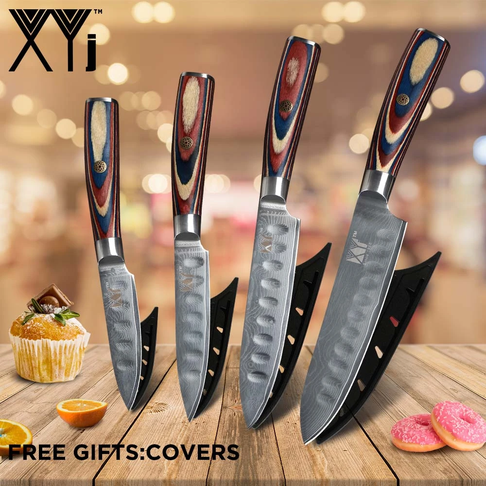 Vg10 Damascus Steel Kitchen Knife Set Xyj 3 4 5 6 Fruit Utility Slicing Chef Knife Japanese Damascus Kitchen Cooking Tools Kitchen Knives Aliexpress