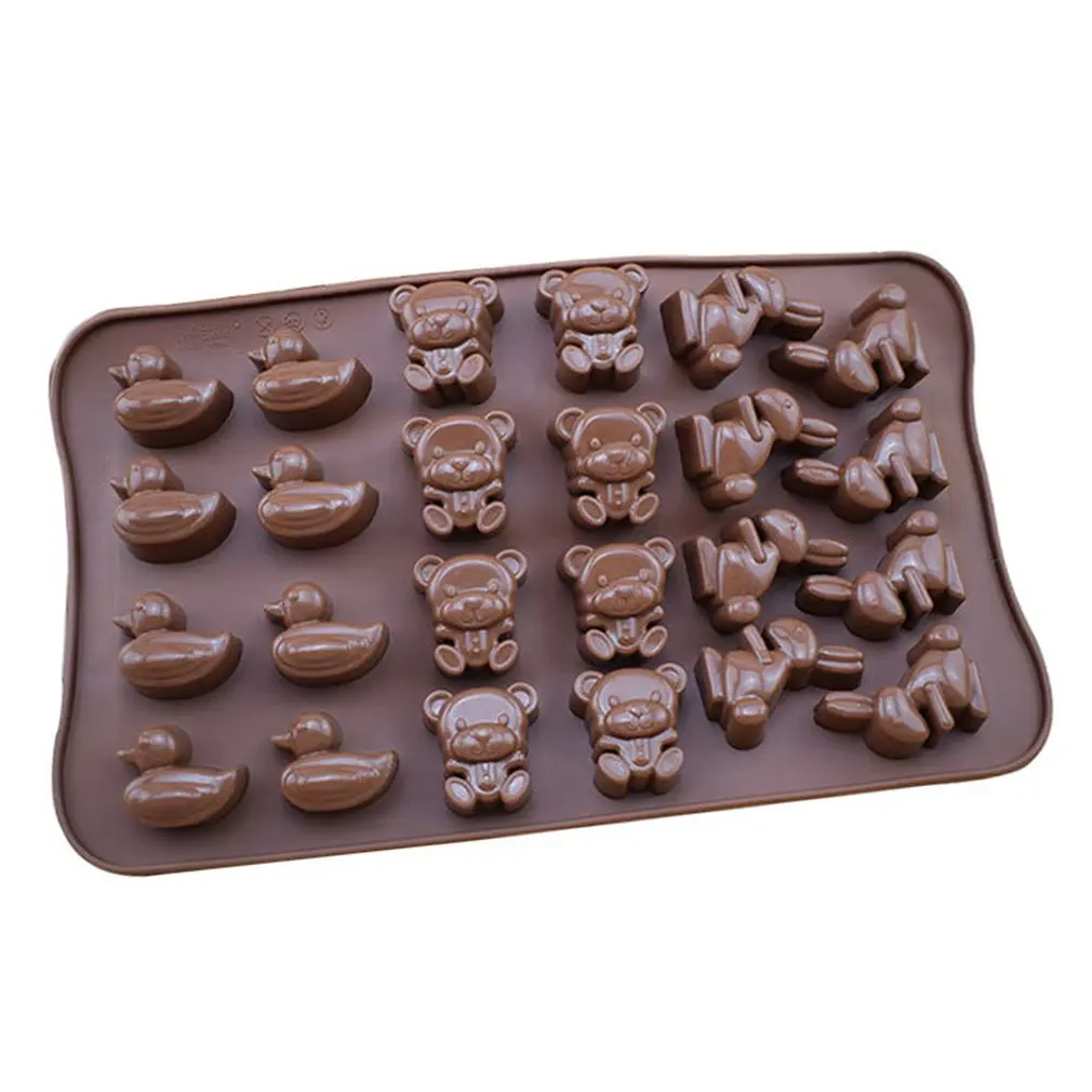 

More Than 24 Small Duck Bear White Rabbit Animal Cartoon Silicone Chocolate Candy Ice Cube Baking Model