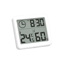 Ультратонкие цифровые часы с ЖК-дисплеем, электронные настольные часы с температурой и влажностью, домашние настенные часы с термометром и гигрометром