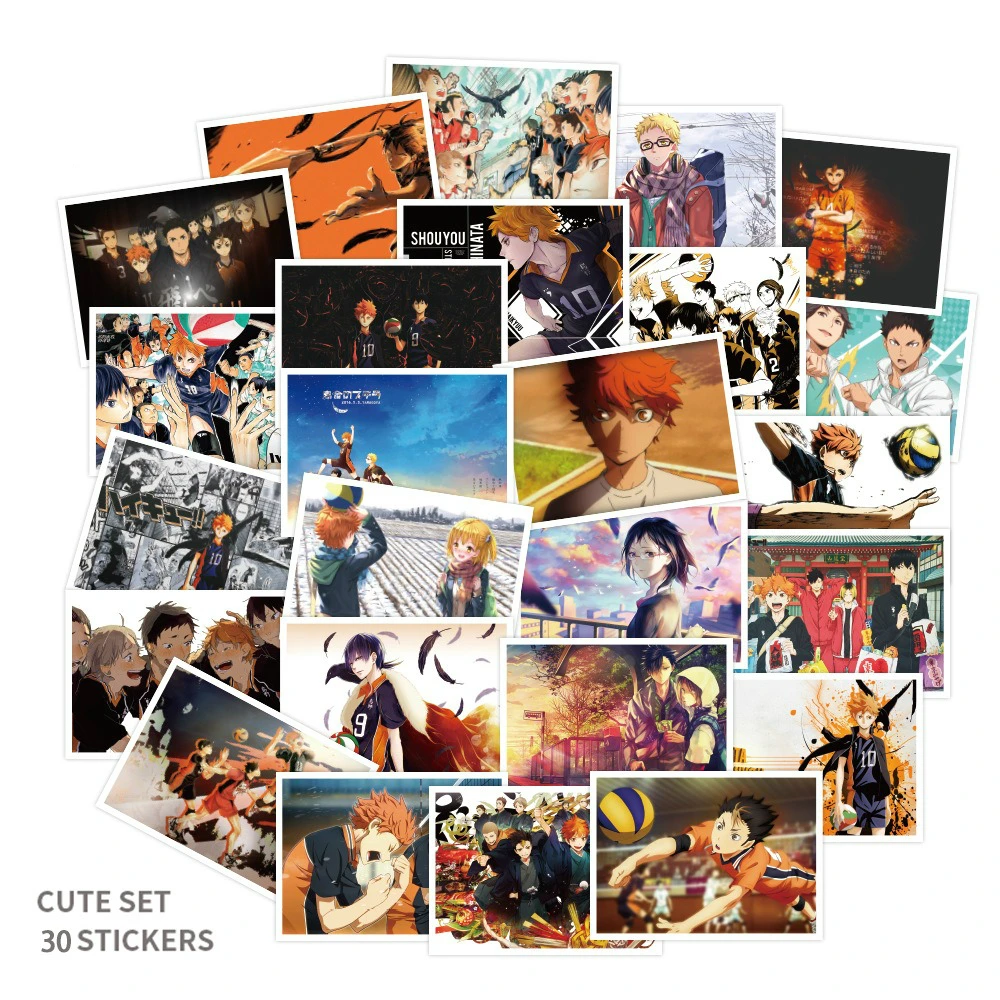 

30Pcs/Set Haikyuu Stickers Japanese Classic Anime Sticker Volleyball for Decals Guitar Suitcase Laptop Phone Fridge Motorcycle