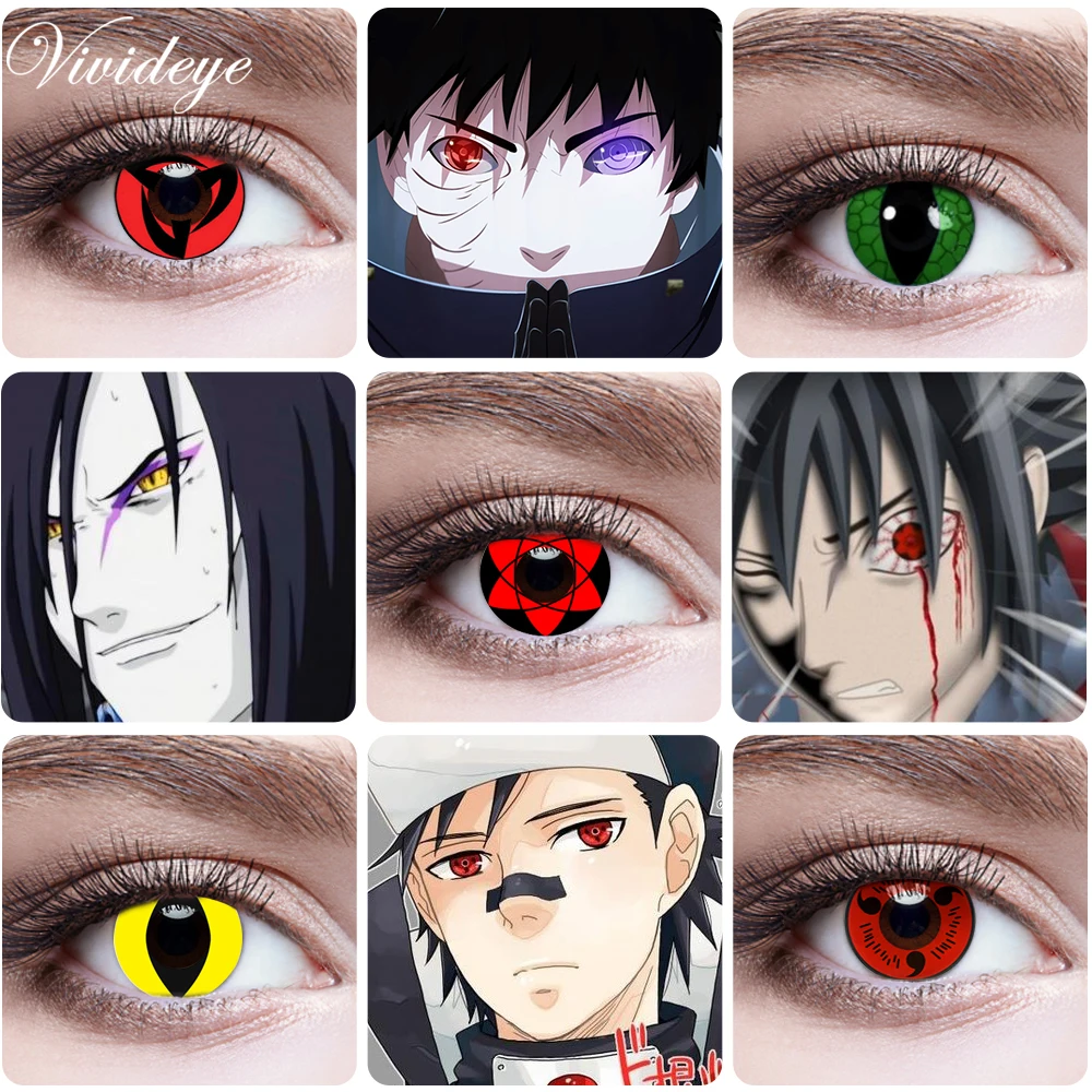 Halloween Makeup Sasuke Cosplay Colored Contact Lenses For Eyes Cosmetic Multicolored Lenses White Red Purple Lens Anime Contactlens Id