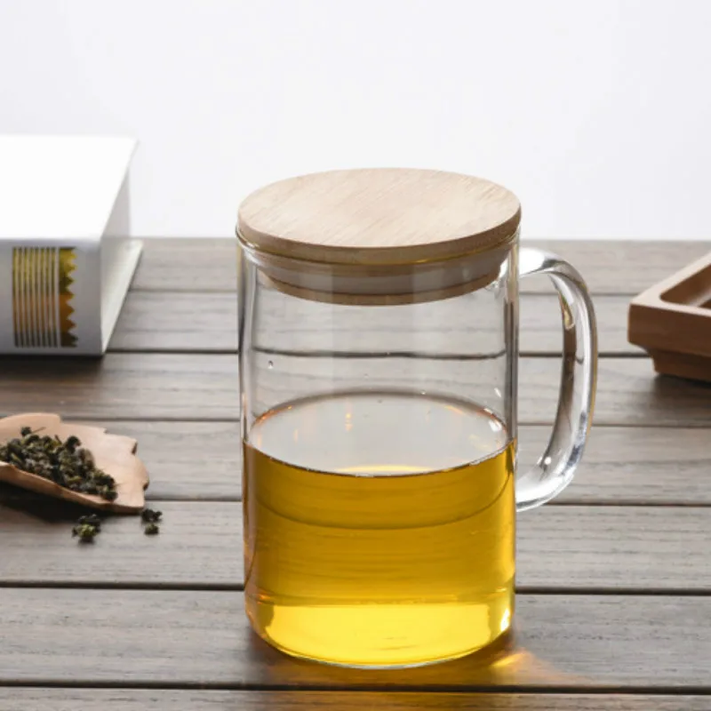 

Pyrex Single-layer Straight Cup Breakfast Cup Coffee Mug Home Tea Cup with Lid Couple Student Business Gift Water Bottle