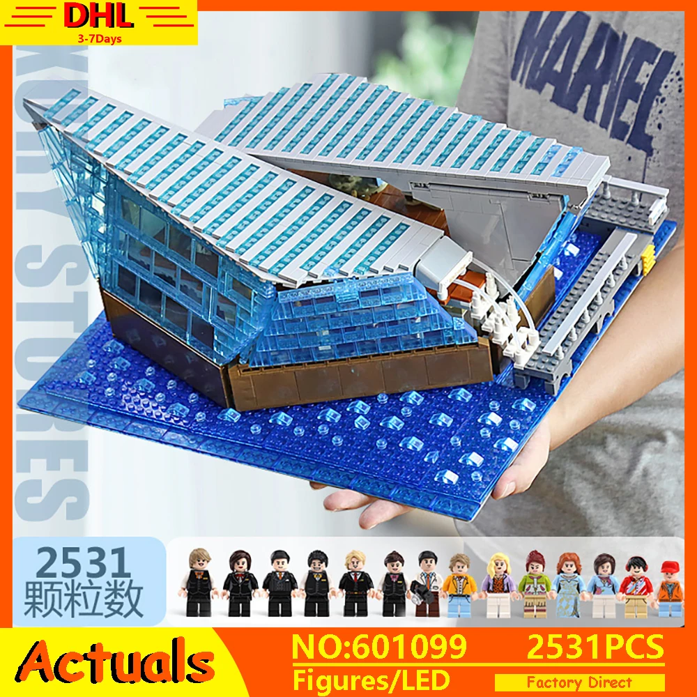 

MOC City Creative Streetview The Singapore Luxury Store With LED light Clothing Jewelry Shop Model Building Blocks Kids Toys