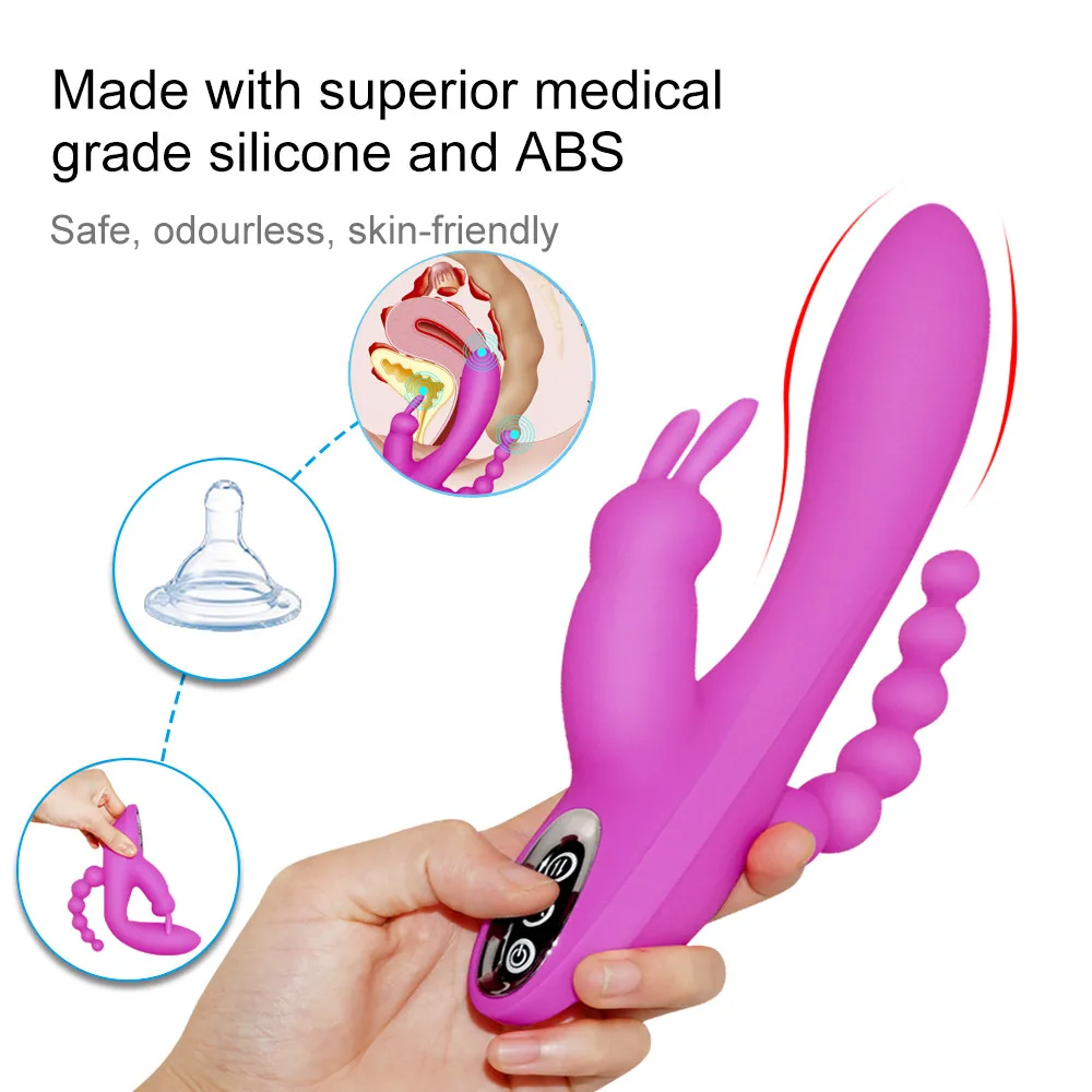 G-Spot Rabbit Vibrator 3 In 1 Vibrating Dildo Sex Toys for women 10 Speeds Clitoris Stimulator Female Masturbator Adults Toys 2