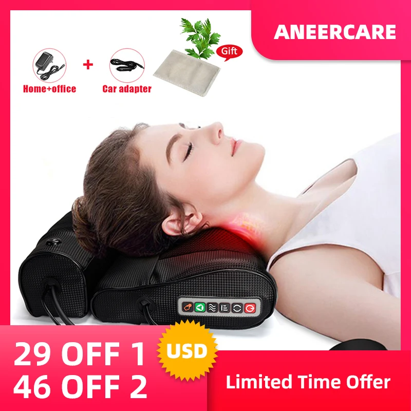 Massager Pillow Shiatsu-Device Relaxation Cervical Back-Shoulder Aneer-Neck Electric