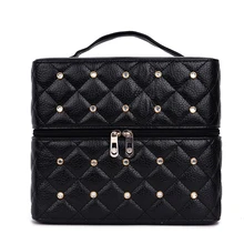 Best Price Cosmetic Bag Women PU Leather Rhinestone Makeup Bags Travel Organizer Fashion Style Capacity 3Layers Cosmetic Trunk Box Portable Best Price Cosmetic Bag Women PU Leather Rhinestone Makeup Bags Travel Organizer Fashion Style Capacity 3Layers Cosmetic Trunk Box Portable