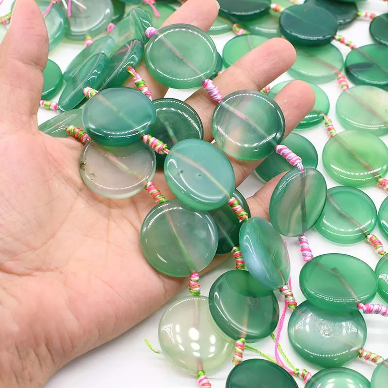 2 strands/lot 30 mm Natural  round agate Coin Stone Beads For DIY Necklace Jewelry Making Loose 15
